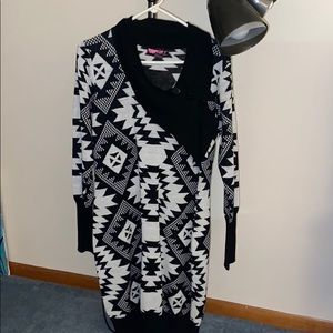 Black and white chevron sweater dress